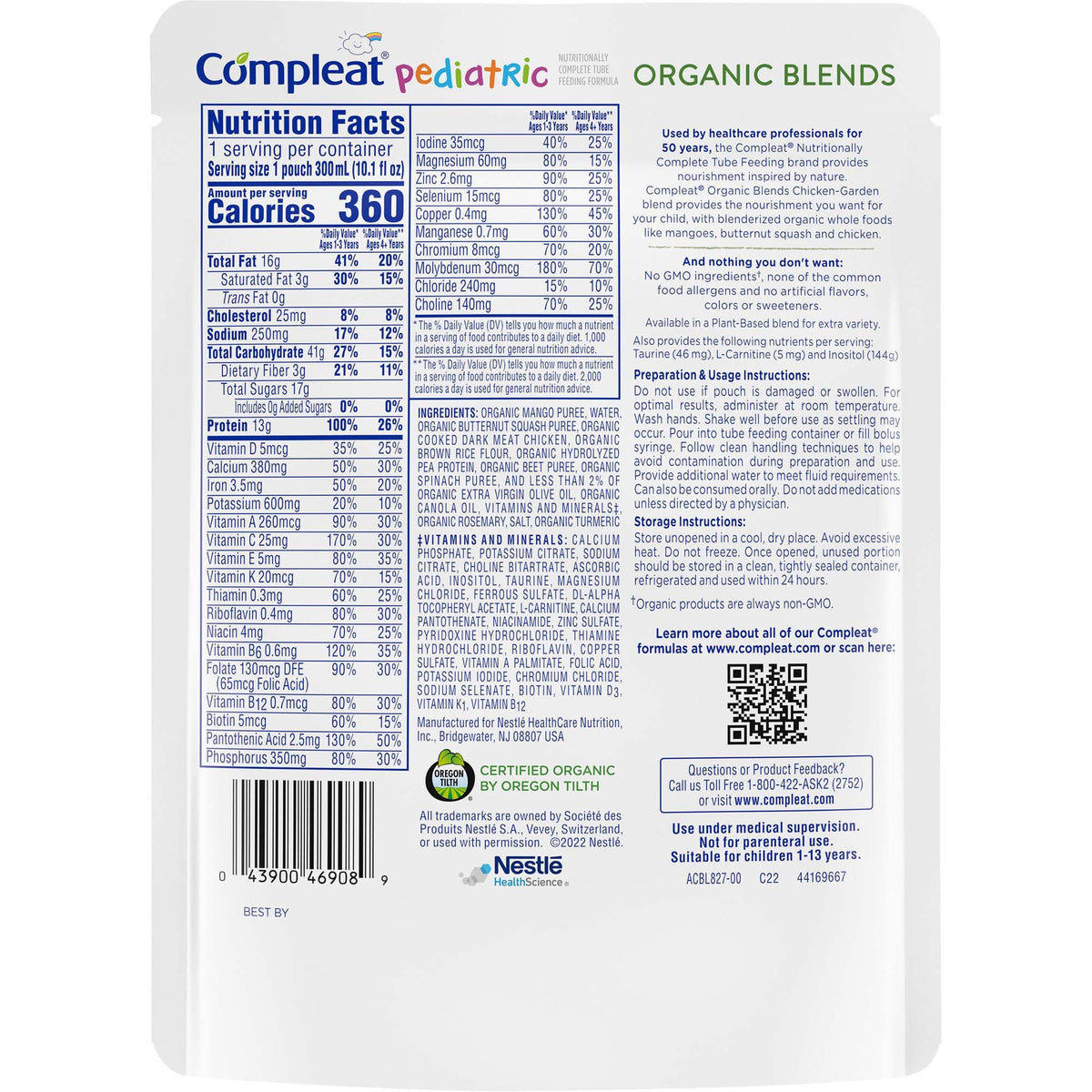 Compleat Pediatric Organic Blends Chicken-Garden pouch, back