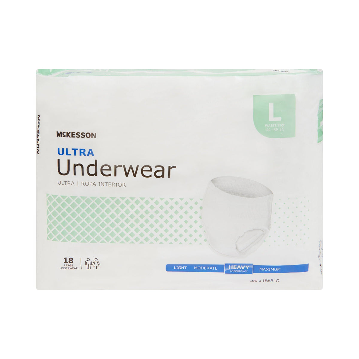 McKesson Ultra protective underwear package, front view