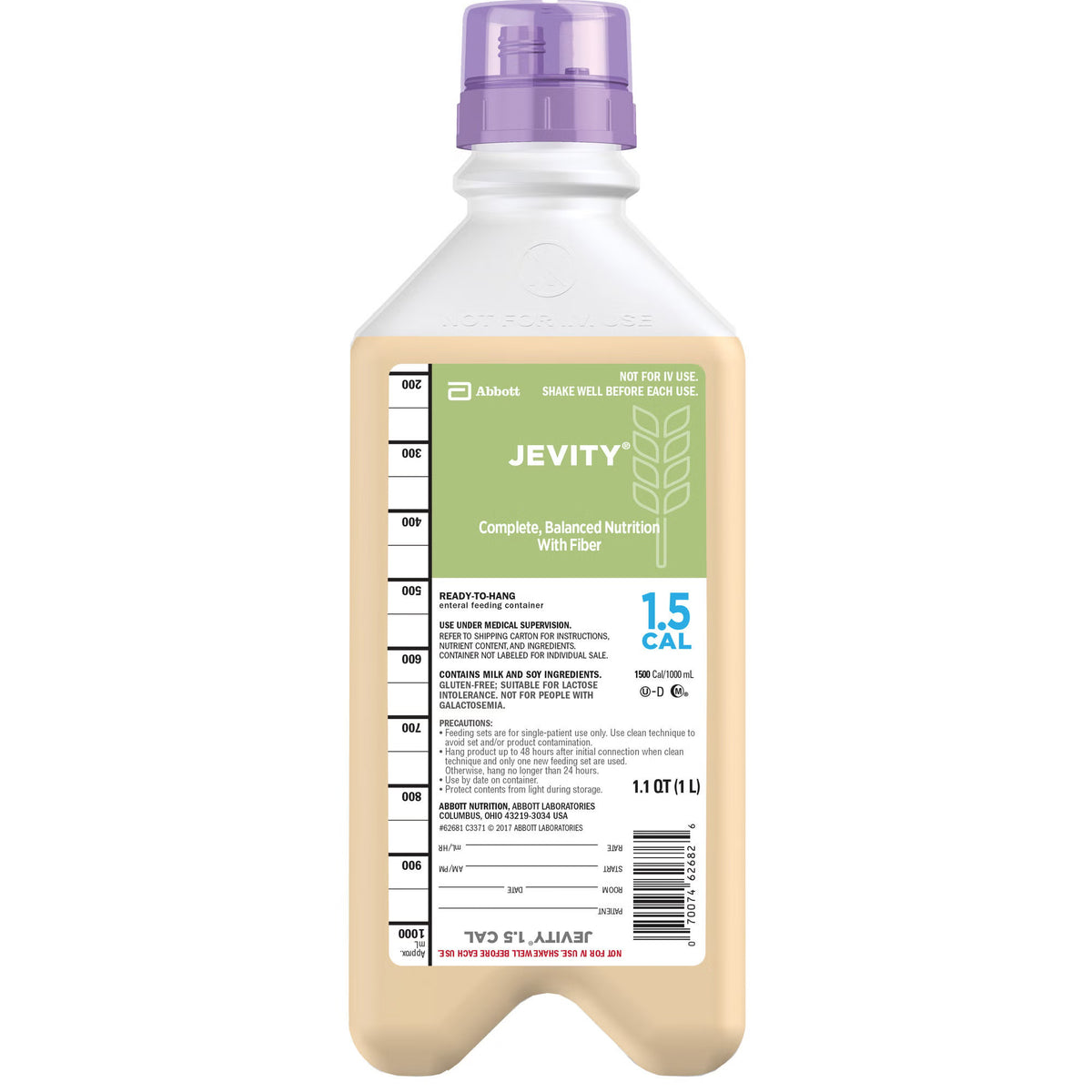 Jevity 1.5 Cal with Fiber tube feeding formula, 33.8 oz bottle