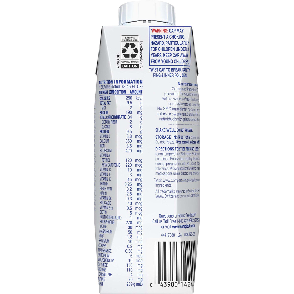 Compleat Pediatric Original 1.0 carton, back