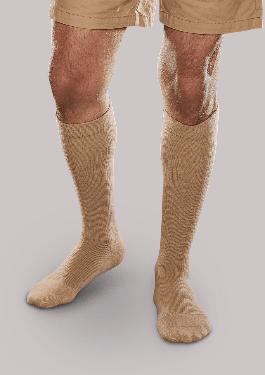 Core-Spun mild support compression socks in khaki