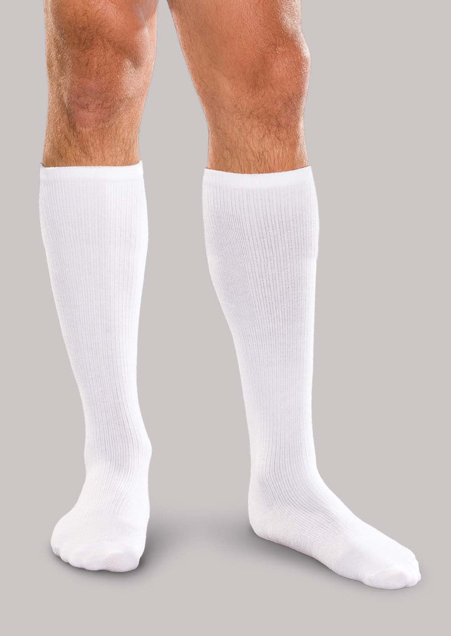 Core-Spun moderate support compression socks in white