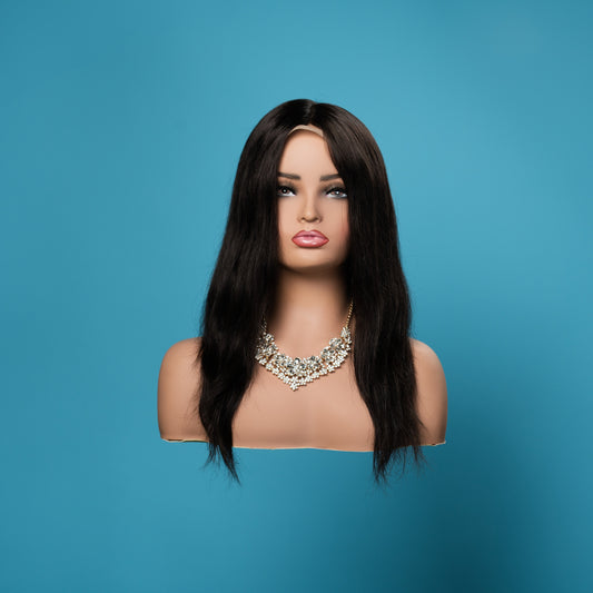 Natasha medical wig, 14 inch straight natural brown, front view