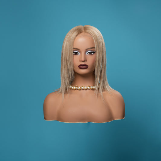 Kendall medical wig, 8 inch straight platinum blonde, front view
