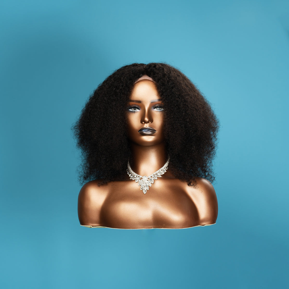 Tia medical wig, 14 inch kinky curly natural black, front view