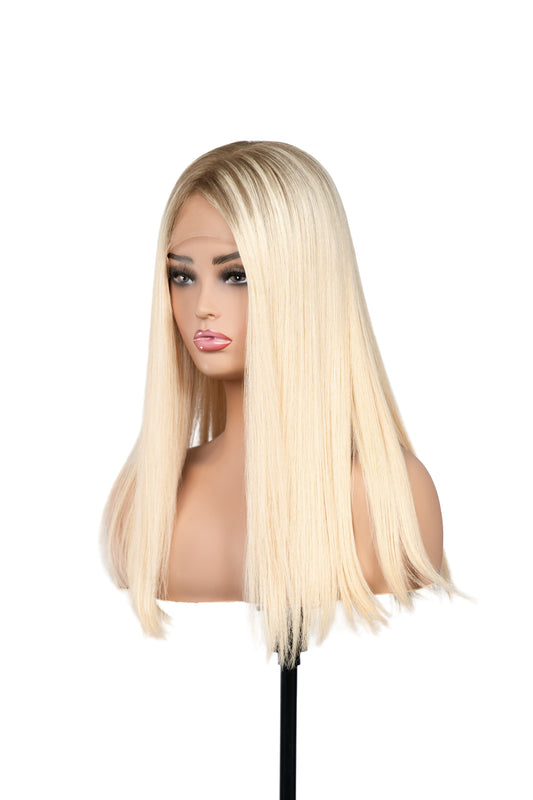 May silk top medical wig, side view